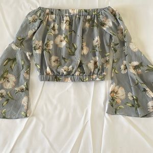 Floral Bell sleeves off the shoulder crop top!